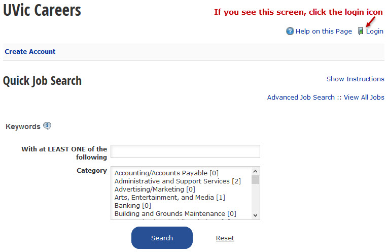 If you see this screen, click the login icon.